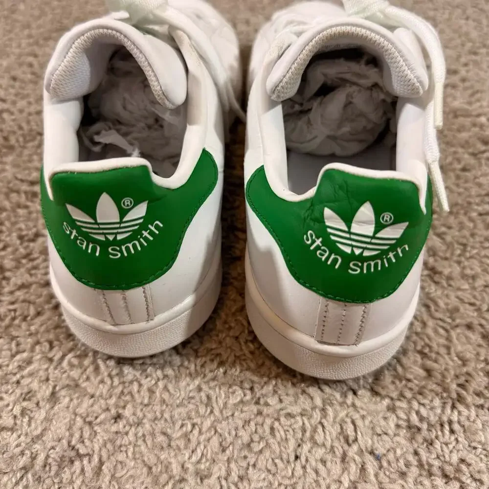 Adidas Stan Smith White Green Leather Sneakers Mens 8.5 Womens 10 EUC